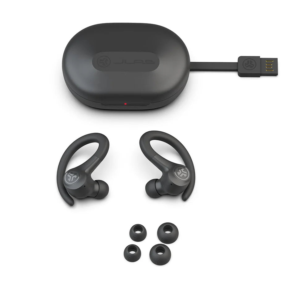 JLab Go Sport Auriculares Inalámbricos Deportivos | IP55, 35h Batería, App Personalizable