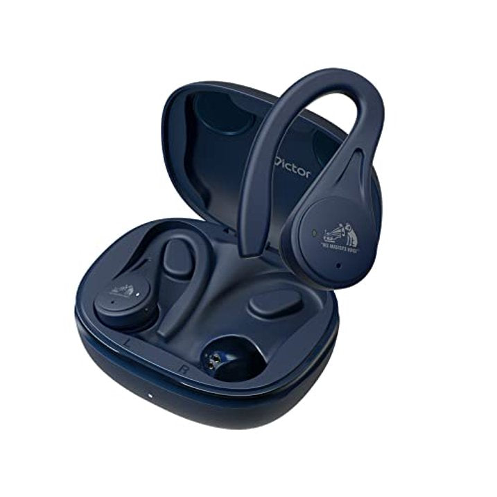 JVC HA-EC25T Auriculares Inalámbricos Deportivos con Gancho | IPX5, 30h Batería, Micrófono, Asistente de Voz