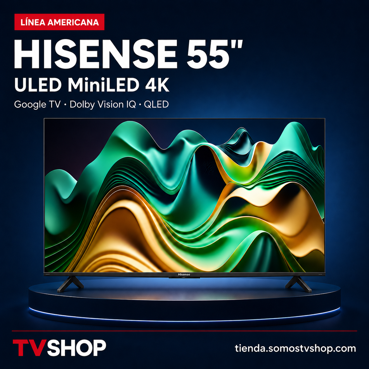 Hisense Smart TV 55" U6 Mini-LED 4K | Google TV, QLED, HDMI, Wi-Fi