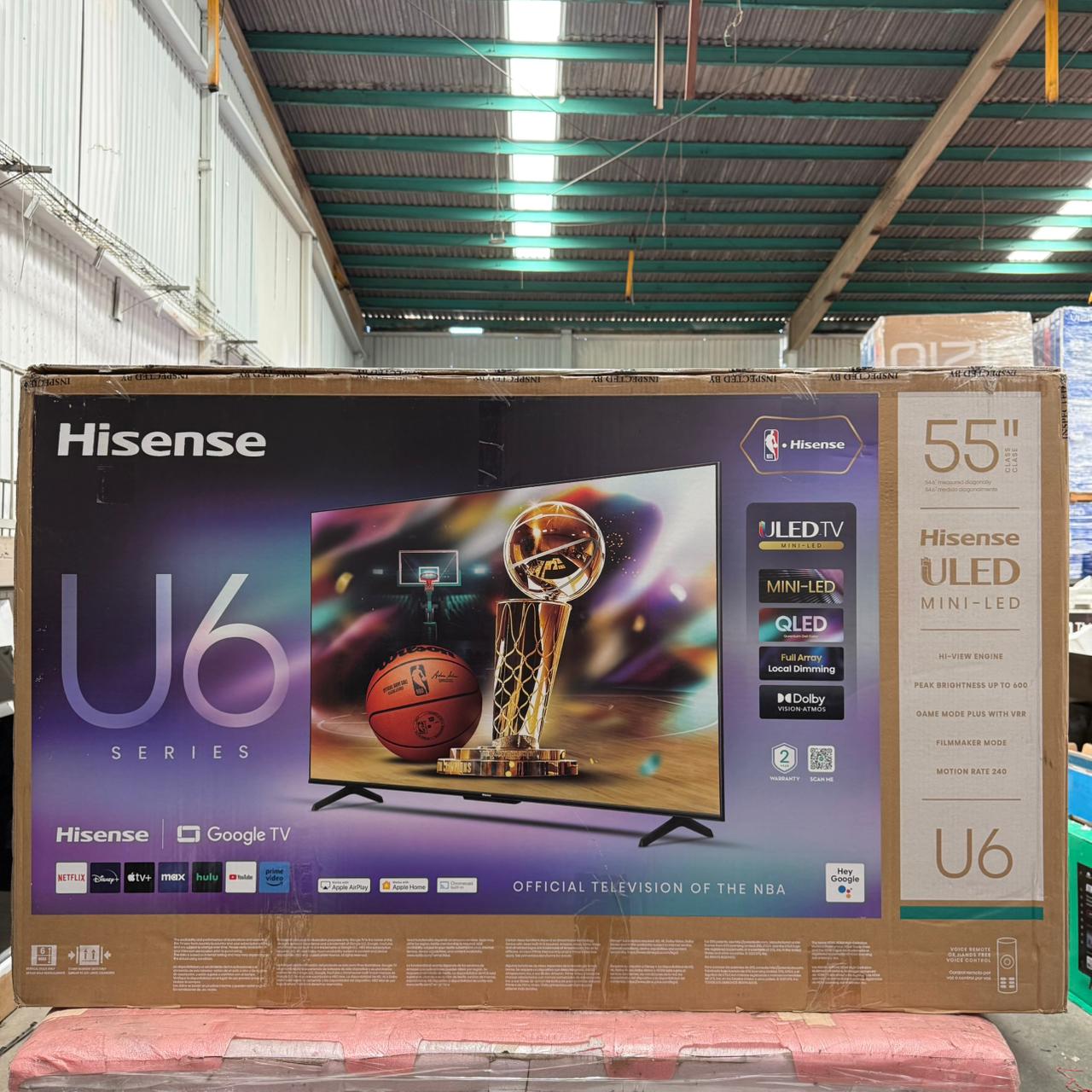 Hisense Smart TV 55" U6 Mini-LED 4K | Google TV, QLED, HDMI, Wi-Fi
